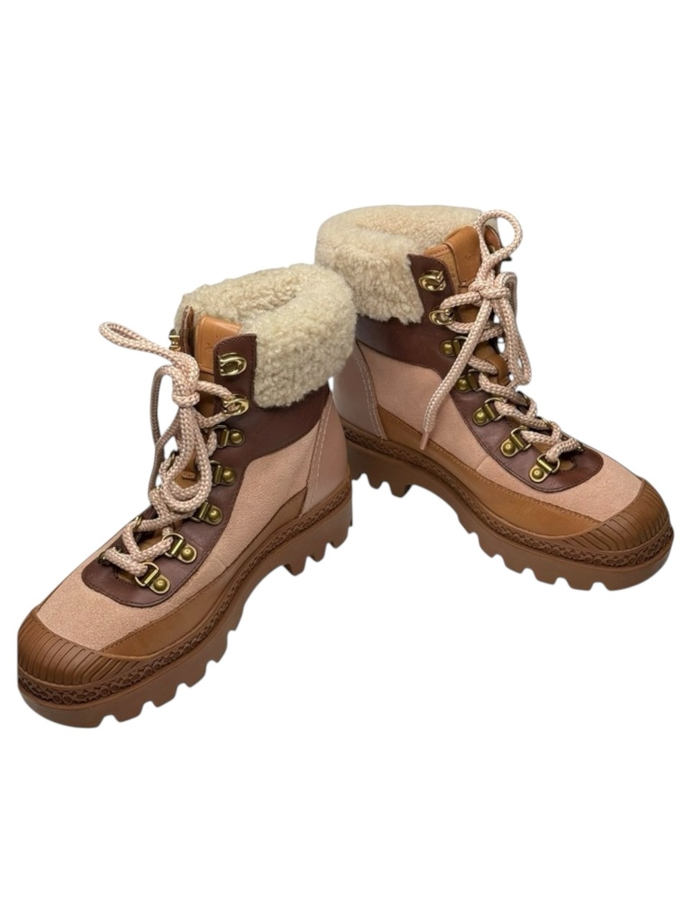 Coach 𒀭 Talia Chic Lug Sole Shearling Lined Bootie 𒀭Camel Pink Blush 𒀭 6M 𒀭 - Picture 15 of 16